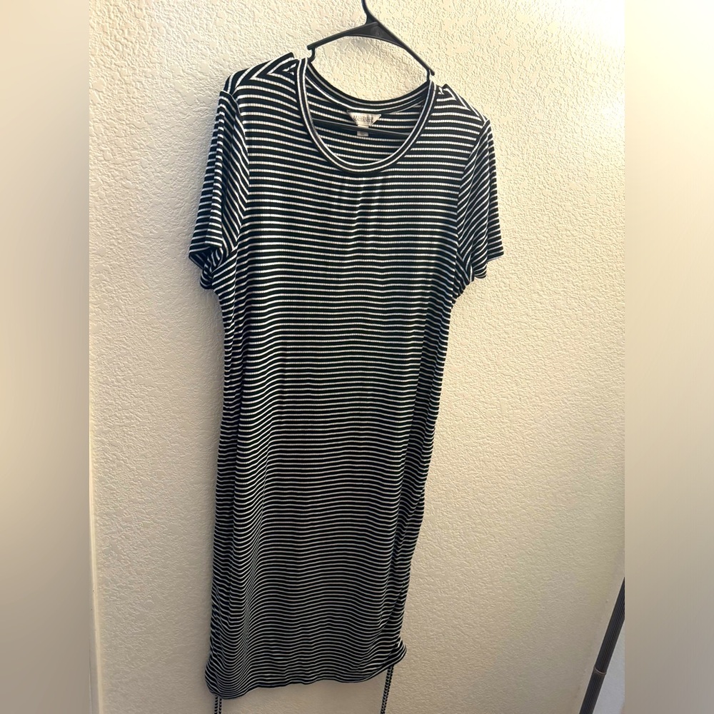 Black and white striped maternity dress